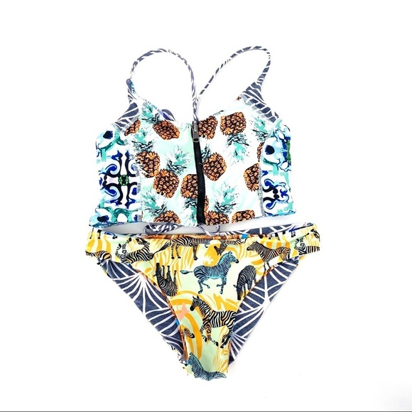 JSK Multi Print Two-Piece Reversible Bikinis - S - Picture 3 of 4